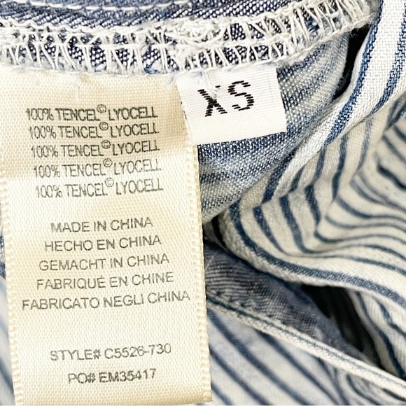 Cloth & Stone Anthropologie Blue Tencel Piper Button Front Long Sleeve Romper XS - Picture 6 of 6